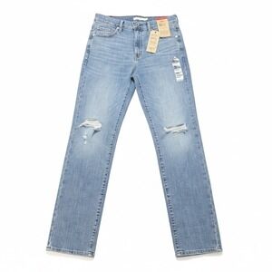 Levi's 724 High‎ Rise Slim Straight Jeans Womens 29x32 Blue Distressed NWT